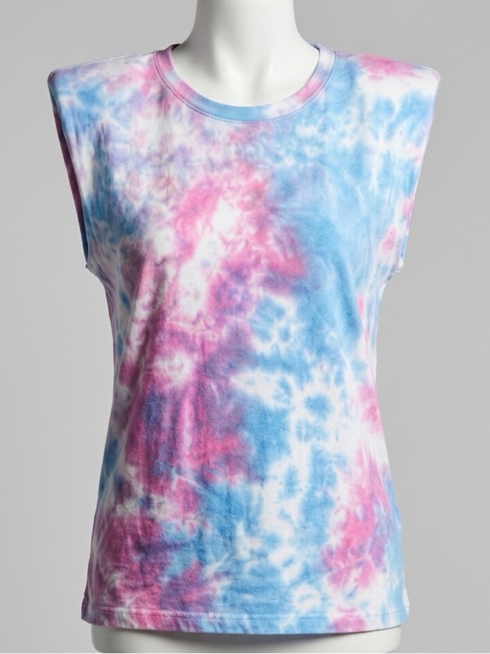 Dressed in Lala Bad Babe Tank Top Large Cotton Candy Tie Dye Shoulder Pads 2021 - Picture 4 of 11